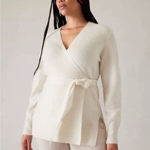 Athleta Cream Wrap Sweater